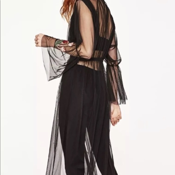 LAST size M NWT ZARA MIDI EMBROIDERED TULLE TUNIC DRESS - Picture 7 of 11